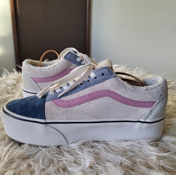 Vans Old Skool Stackform Pig Suede Sherpa Lined Platform Women's Size 8 - Picture 4 of 9